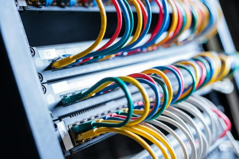 Wires in server computer hardware.